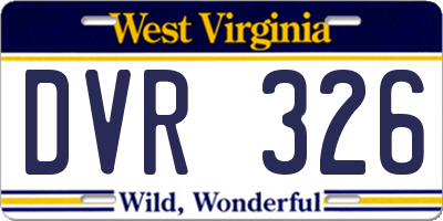 WV license plate DVR326