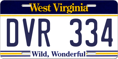 WV license plate DVR334