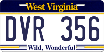 WV license plate DVR356