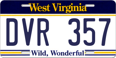 WV license plate DVR357