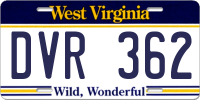 WV license plate DVR362