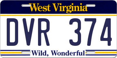 WV license plate DVR374