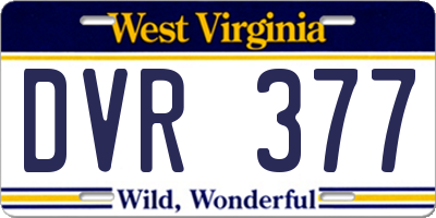 WV license plate DVR377