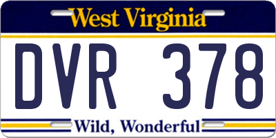 WV license plate DVR378