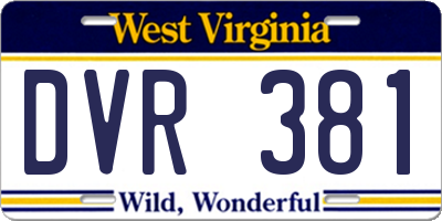 WV license plate DVR381