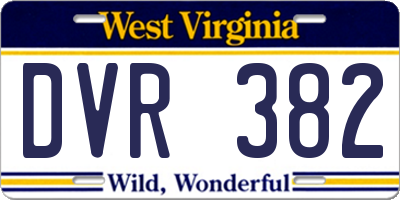 WV license plate DVR382