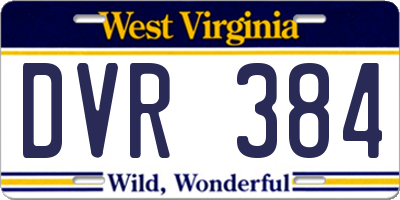 WV license plate DVR384