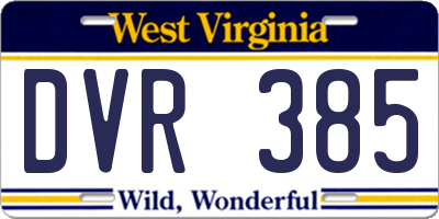 WV license plate DVR385