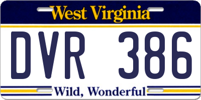 WV license plate DVR386