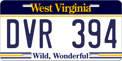 WV license plate DVR394