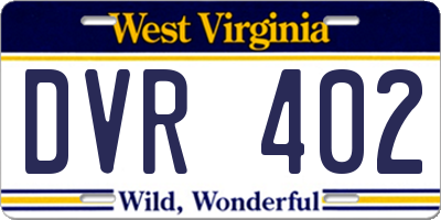 WV license plate DVR402