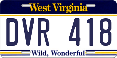 WV license plate DVR418