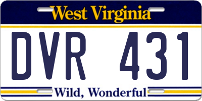 WV license plate DVR431