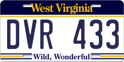 WV license plate DVR433