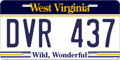 WV license plate DVR437