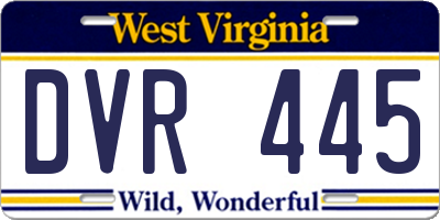 WV license plate DVR445