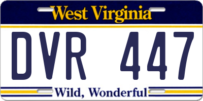 WV license plate DVR447