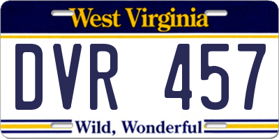 WV license plate DVR457