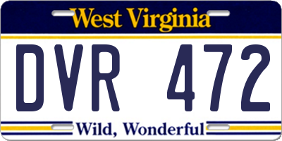 WV license plate DVR472