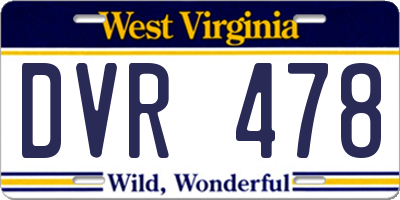 WV license plate DVR478