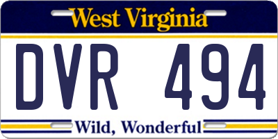 WV license plate DVR494