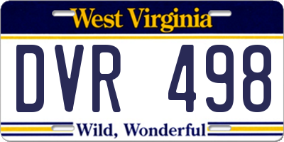 WV license plate DVR498