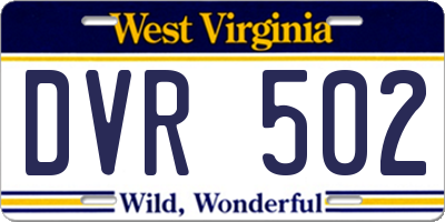 WV license plate DVR502