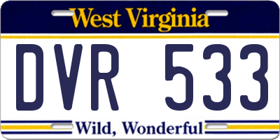 WV license plate DVR533