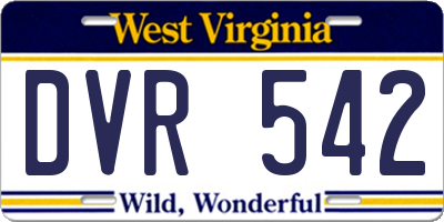 WV license plate DVR542
