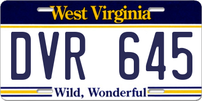 WV license plate DVR645