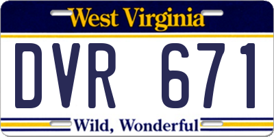 WV license plate DVR671