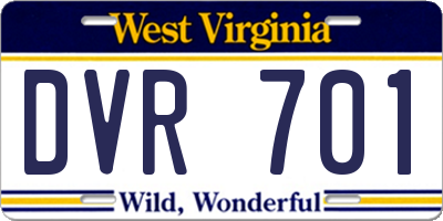 WV license plate DVR701