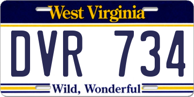 WV license plate DVR734