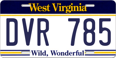 WV license plate DVR785