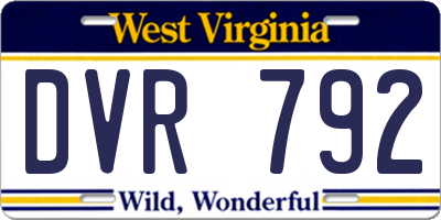 WV license plate DVR792