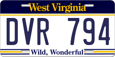 WV license plate DVR794