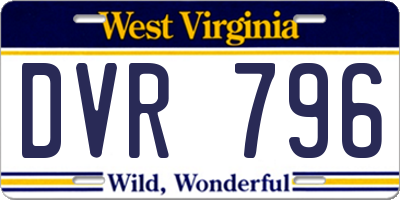 WV license plate DVR796