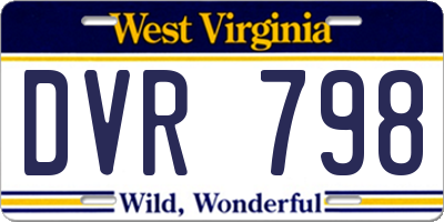 WV license plate DVR798