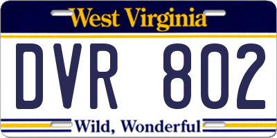 WV license plate DVR802