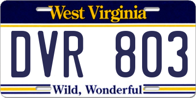 WV license plate DVR803