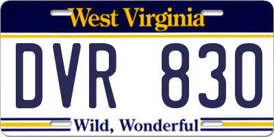 WV license plate DVR830