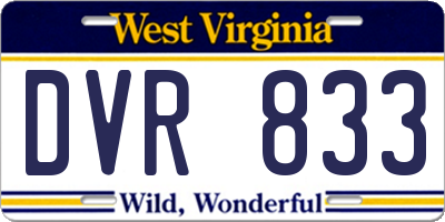 WV license plate DVR833