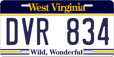 WV license plate DVR834