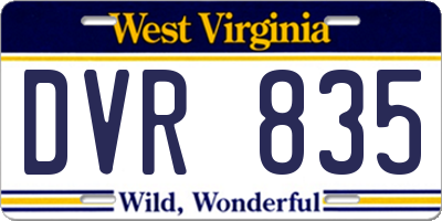 WV license plate DVR835