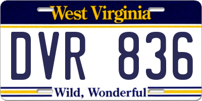 WV license plate DVR836