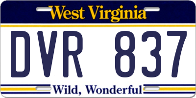 WV license plate DVR837