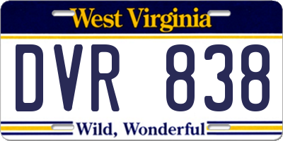 WV license plate DVR838