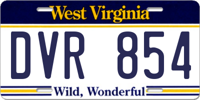 WV license plate DVR854
