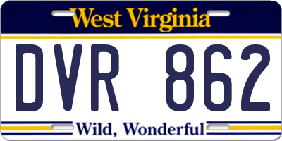 WV license plate DVR862