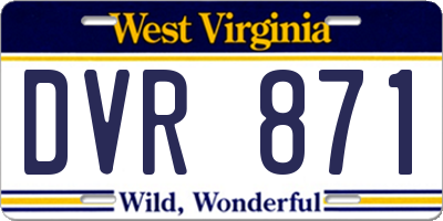WV license plate DVR871